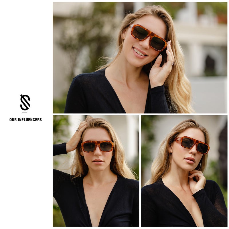 SOJOS Trendy Square Aviator Sunglasses for Womens Mens Polarized Plastic Frame Flat Top Designer Inspired Shades UV400 Sun Glasses SJ2281 - Image 2