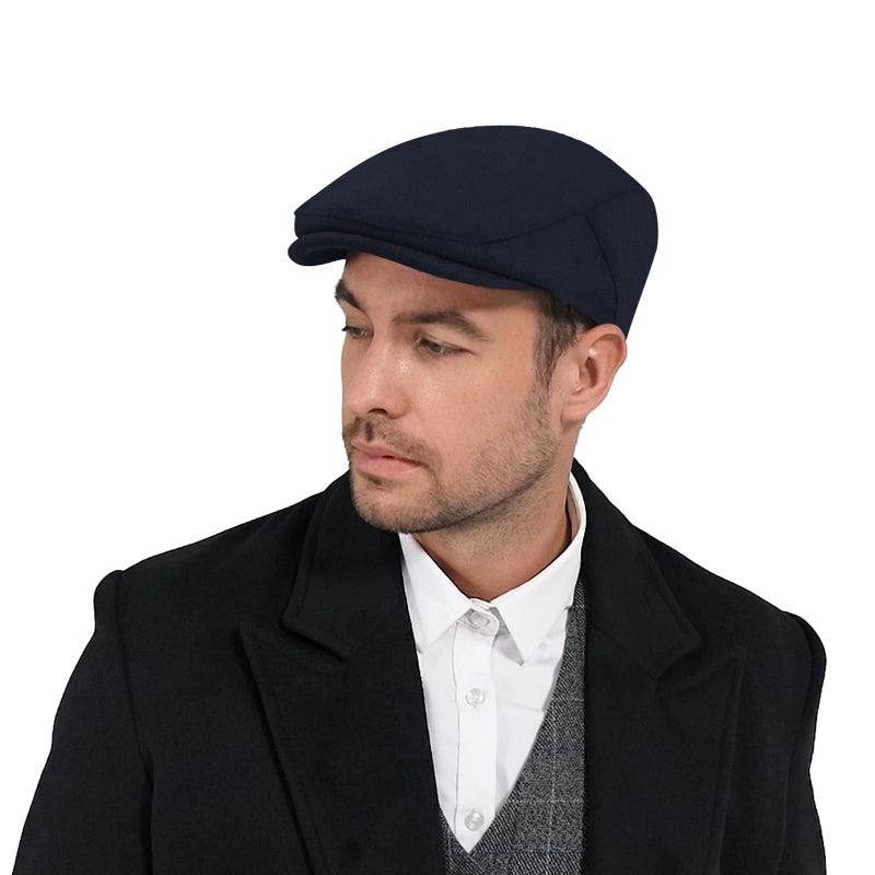 KUJUHA Newsboy Hats for Men Flat Irish Cabbie Ivy Gatsby Newsboy Driving Hat Hunting Cap Winter Hat Navy - Image 1