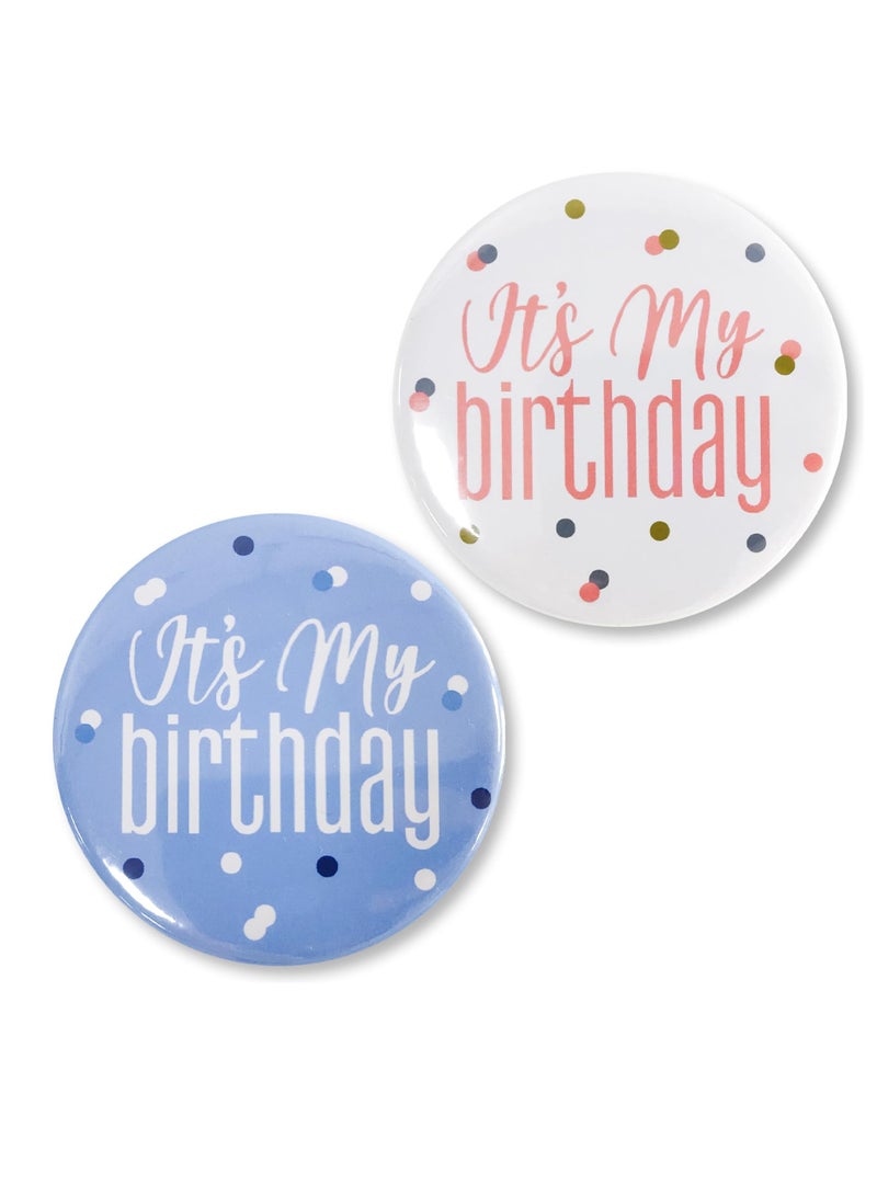 كابتن تيك 30 Pcs Birthday Pins for Men and Women, 2.3in Birthday Girl and Boy Badges, Elegant White Gold Design, Perfect Birthday Gift - Image 1
