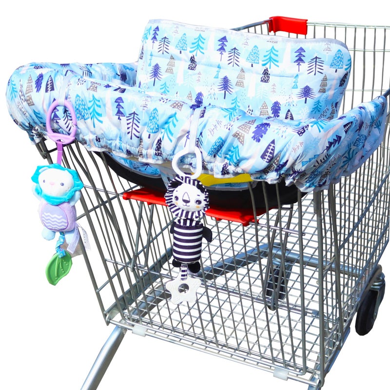 Xioioix 2 In 1 Shopping Cart Cover&High Chair Cover For Restaurant Seat  Grocery Cart Cover For Baby Infant Toddler Girl/Boy Reversible  Machine Washable (Blue) - Image 2