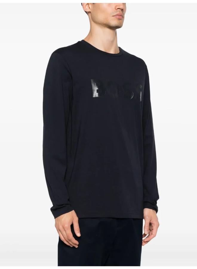 بوس تيشيرت بياقة دائرية مزين بشعار العلامة التجارية - Image 1