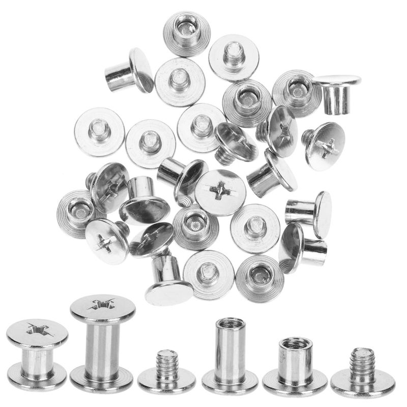 75pcs Nickel-Plated Steel Binding Post Set, 6/8/10mm Scrapbook Binding Screws for Leather, Bookbinding, Belt Buckle Fasteners, Craft Supplies - Image 1