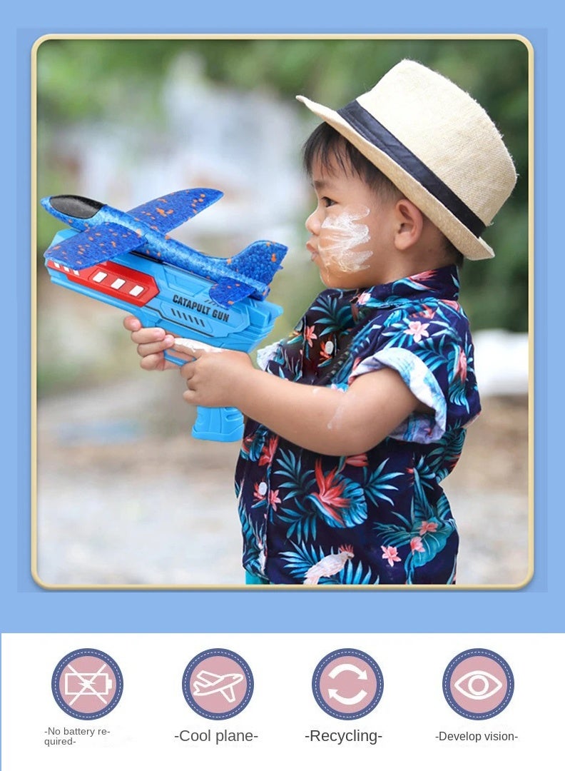 Ejection Aircraft Gun Flash Foam Toss Gyroplane Children's Interactive Outdoor Toys  - Image 3