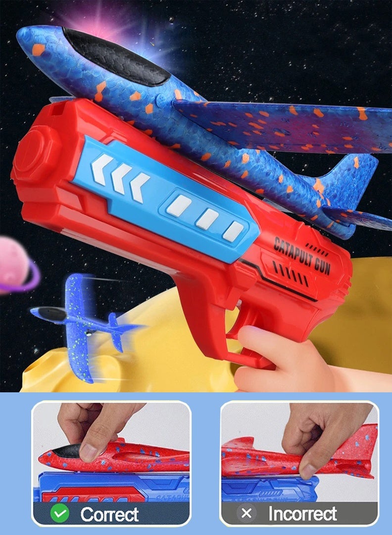 Ejection Aircraft Gun Flash Foam Toss Gyroplane Children's Interactive Outdoor Toys  - Image 4