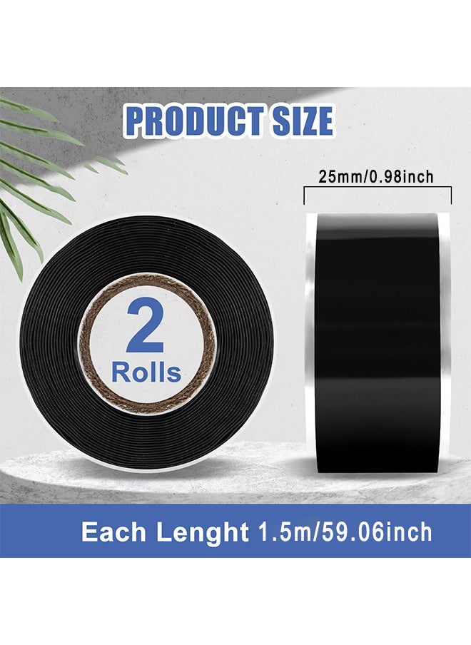 Depend Seal Self Fusing Silicone Tape, 2 Rolls 25 mm Wide And 1.5 m Long Weatherproof Self Fusing Silicone Sealing Tape For Emergency Pipeline Repair/Cable Bandage/Tool Fixing (Black)  - Image 2