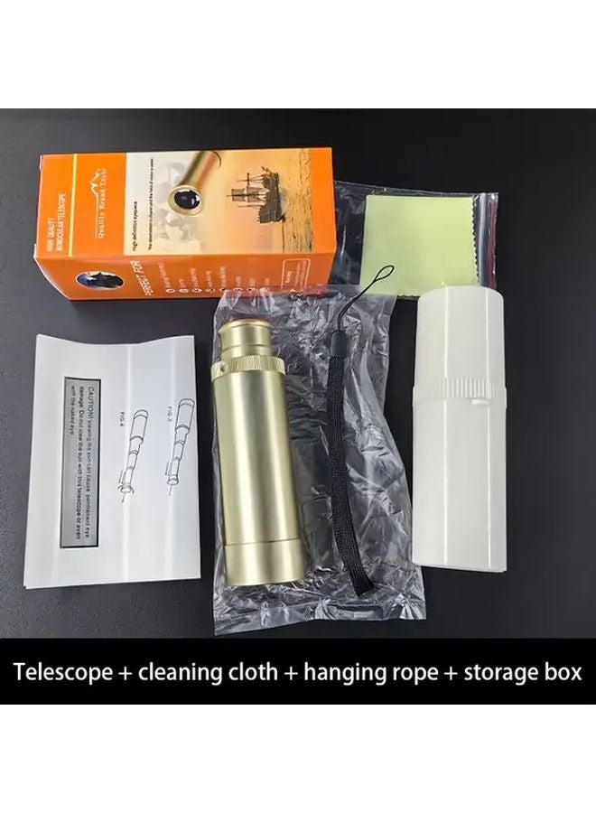 Retro Monocular Telescope Adjustable Focus 4PCS Set For Hiking Outdoor Scenery - Image 1