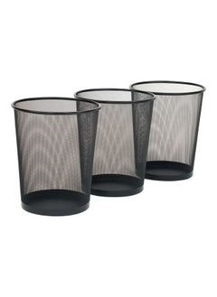 Generic 3-Piece Round Mash Waste Basket Trash Black  - Image 1