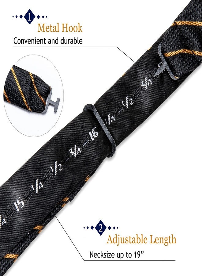 DiBanGu Black Gold Bow Tie for Men Self Tie Bow Tie and Pocket Square Cuffllinks Set Formal Business Wedding - Image 5