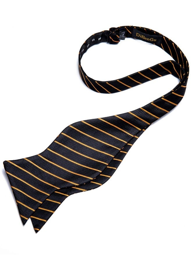 DiBanGu Black Gold Bow Tie for Men Self Tie Bow Tie and Pocket Square Cuffllinks Set Formal Business Wedding - Image 4