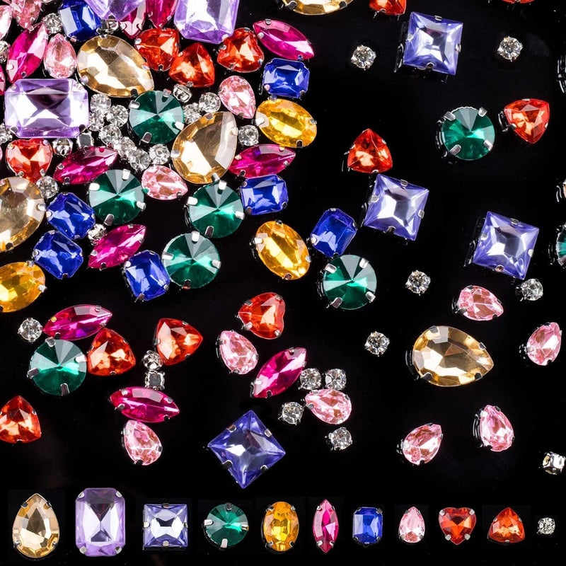 Diy Crafts 15425 Slim One Navette Shape 4 X 15mm Jelly Candy Ab Clear Sew on Glass Crystal Rhinestone Shoes Diy Pack of 400 50x8 Mix Sizes Multicolor - Image 3