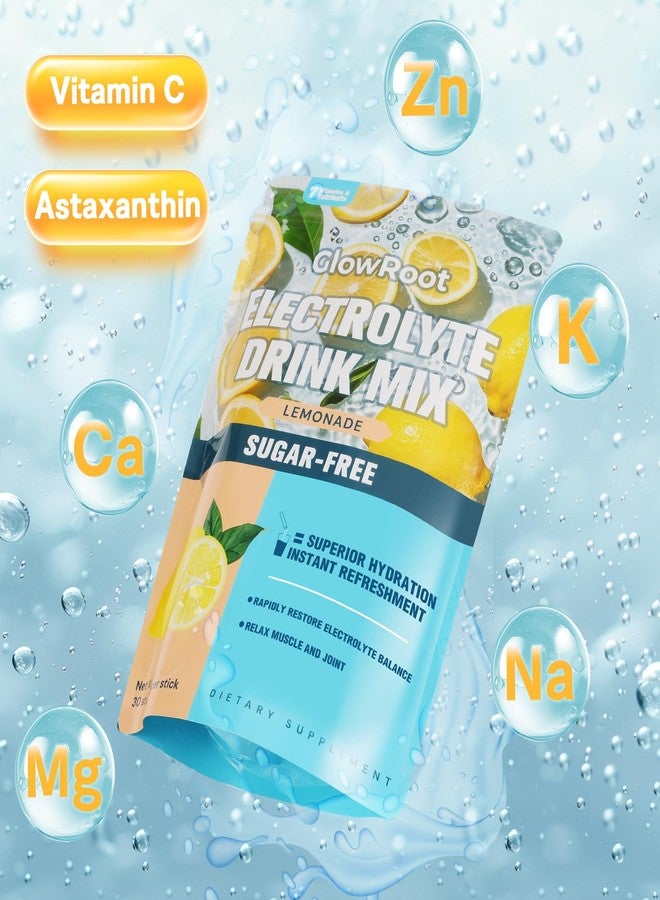 GlowRoot Daily Electrolyte Drink – Lemonade Flavor, 30 Stickpacks * 5g – Hydration Packets with 7 Electrolytes & Minerals - Non- GMO, Keto Friendly, & Sugar-Free Electrolyte Powder - 150g - Image 5