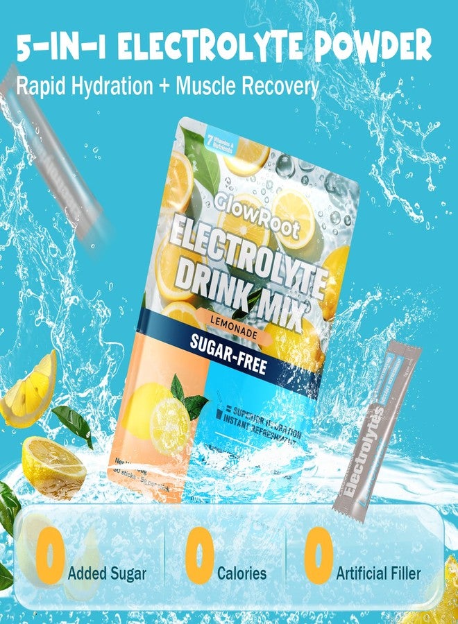 GlowRoot Daily Electrolyte Drink – Lemonade Flavor, 30 Stickpacks * 5g – Hydration Packets with 7 Electrolytes & Minerals - Non- GMO, Keto Friendly, & Sugar-Free Electrolyte Powder - 150g - Image 2