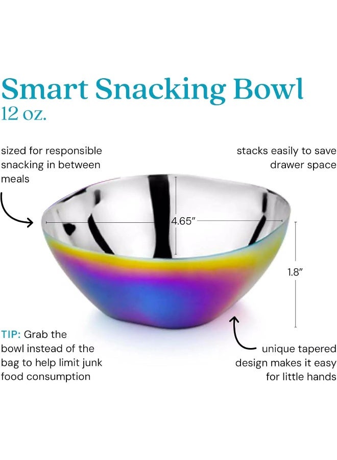 Ahimsa Stainless Steel Square Bowl Pack of 4 | 4 x 12 Ounce Bowls | Baby Led Weaning | Toddler Dishware | No Plastic | 100% BPA Free | Dishwasher Safe (Rainbow) - Image 2
