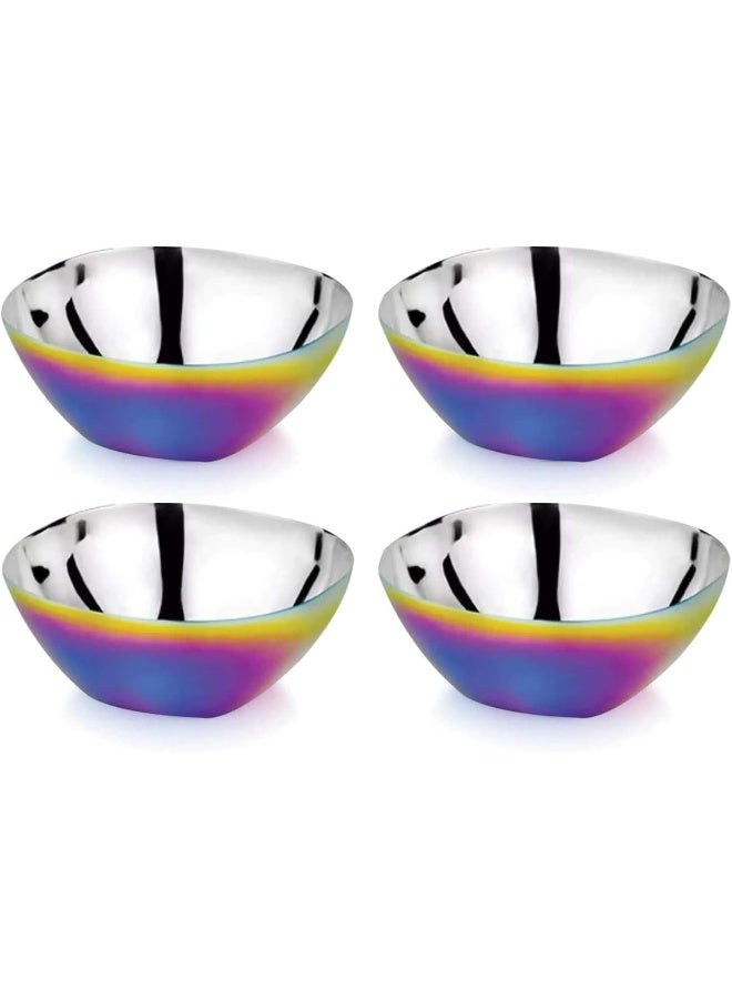 Ahimsa Stainless Steel Square Bowl Pack of 4 | 4 x 12 Ounce Bowls | Baby Led Weaning | Toddler Dishware | No Plastic | 100% BPA Free | Dishwasher Safe (Rainbow) - Image 1