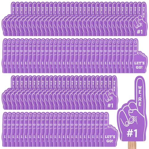 Sinmoe 100 Pieces Mini Foam Finger Football Party Favors 1 Sports Fan Foam Finger Football Party Supply Basketball Baseball Soccer Sporting Events SuppliesPurple - Image 1