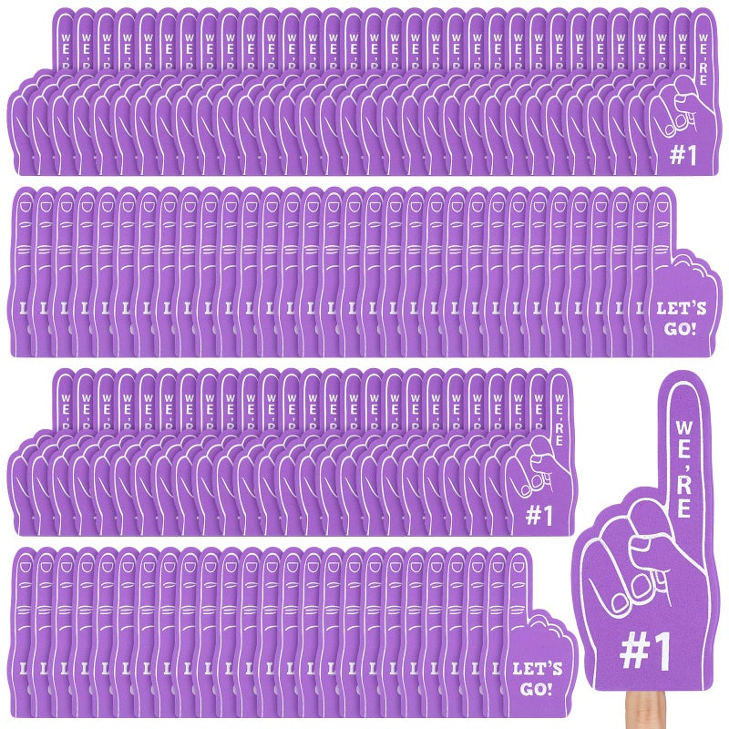 Sinmoe 100 Pieces Mini Foam Finger Football Party Favors 1 Sports Fan Foam Finger Football Party Supply Basketball Baseball Soccer Sporting Events SuppliesPurple - Image 3