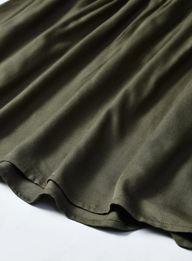 BELLA MODA Embroidered Olive Dress