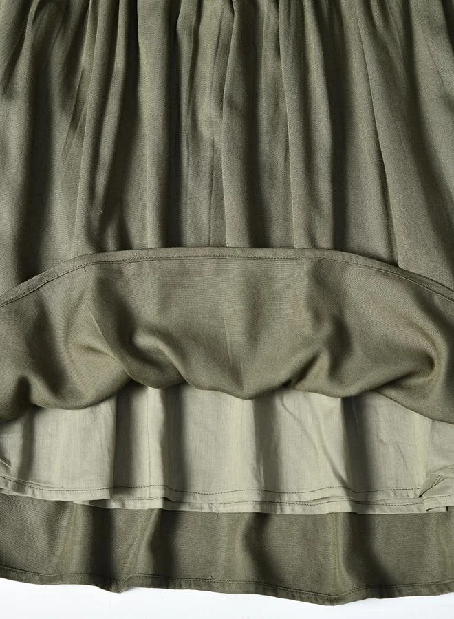 BELLA MODA Embroidered Olive Dress