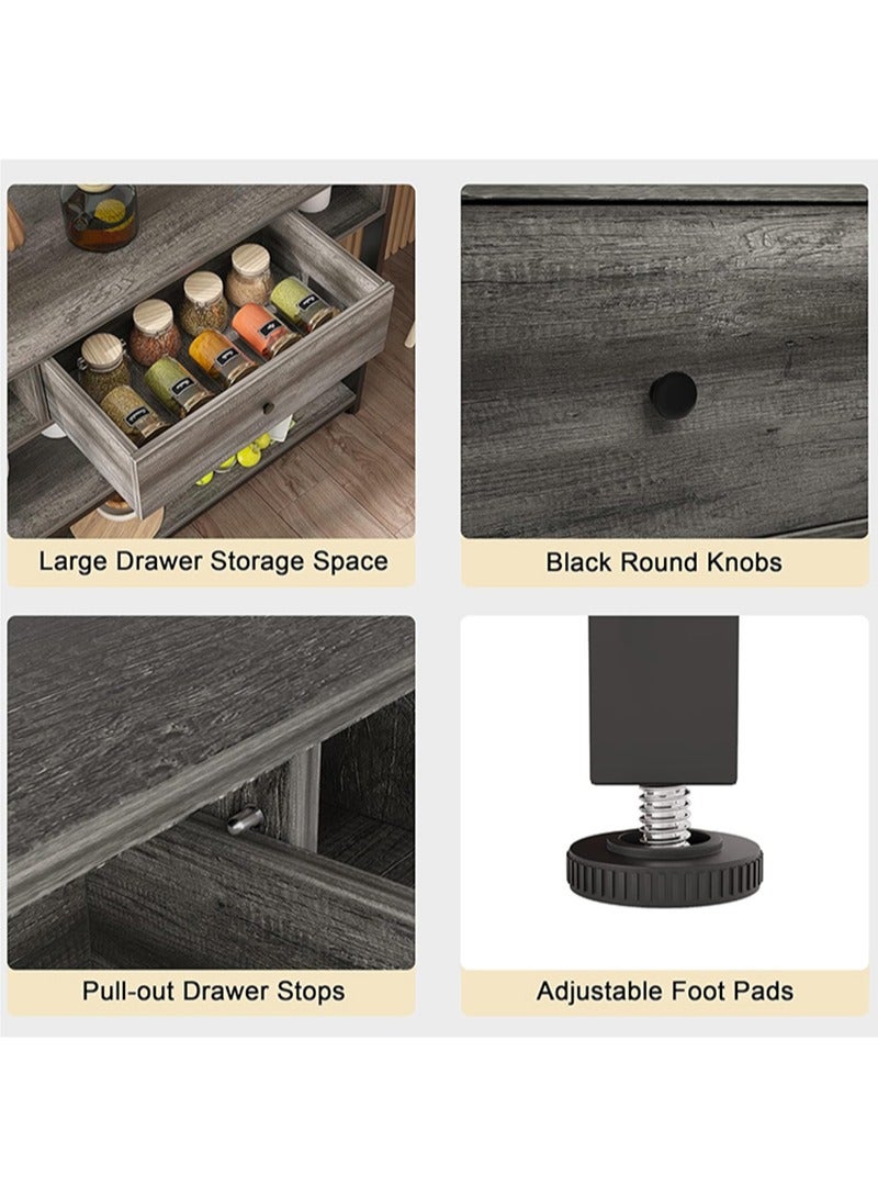 إيه جي دي طاولة كونسول من 3 طبقات مع درج، أرفف خشبية صناعية لغرفة المعيشة والأريكة والبهو وطاولة المطبخ، 100×30×79 سم رمادي - Image 5