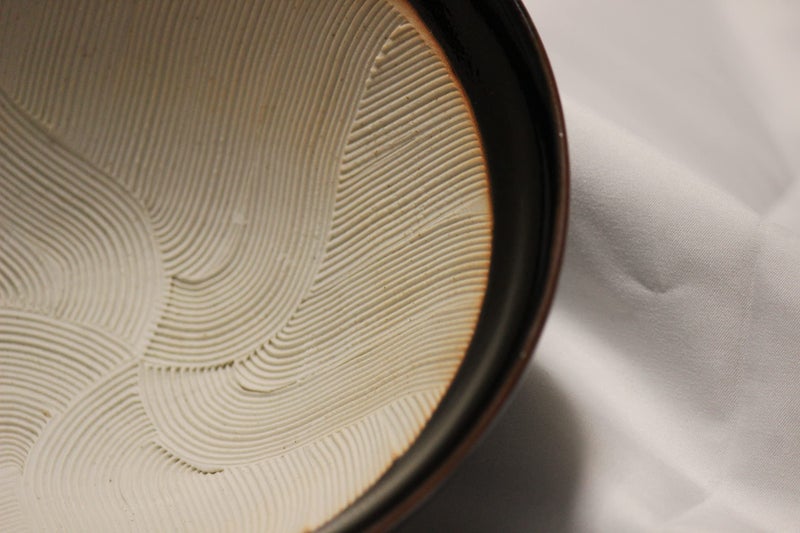 Mino Ware Made in Japan Ripple Ridge Mortar and Pestle Suribachi and Surikogi Set Medium 7.48 Inches Diameter for Both Right and Left Handed Black Authentic Mino Ware Pottery Medium K81713 - Image 4