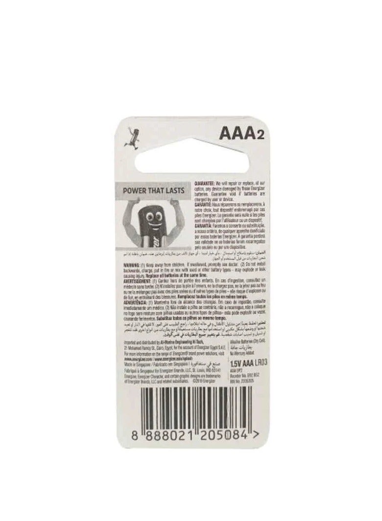 Energizer AAA Alkaline Battery (Pack of 2) - Image 2