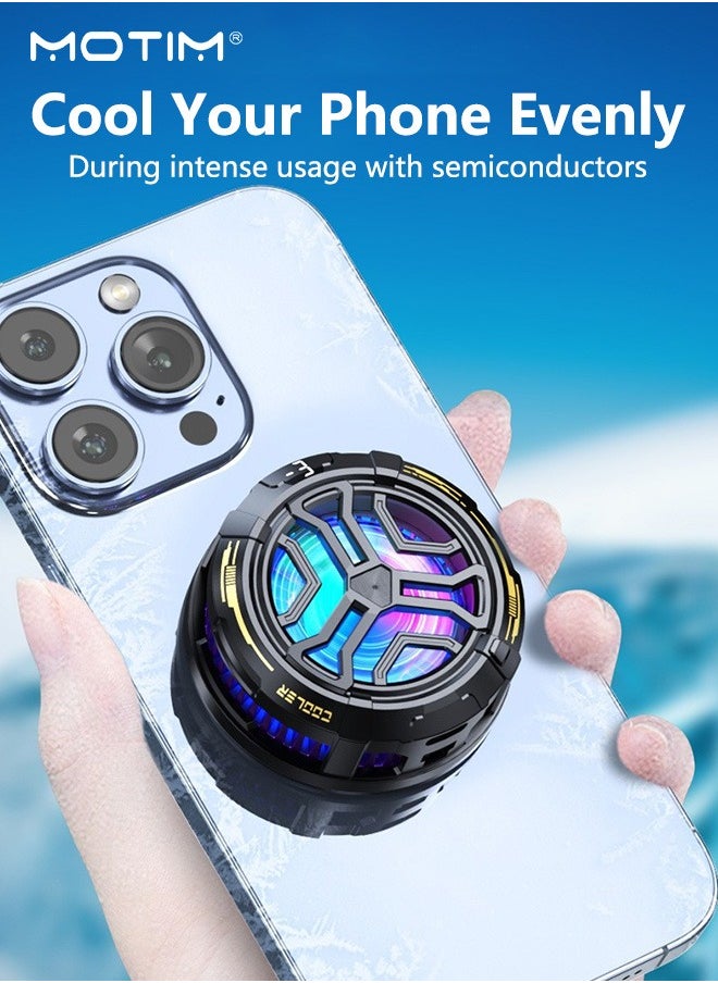 Motim Magnetic Smartphone Cooler, Mobile Phone Fast Cooling Fan, Cooling Up to 20°C, Temperature Display and RGB LED Effects Radiator Cooler, Steam Deck Magnetic Semiconductor Heat Sink for All Smart Phone  - Image 4