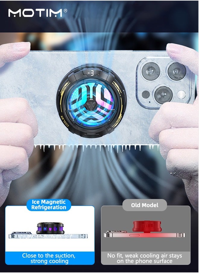 Motim Magnetic Smartphone Cooler, Mobile Phone Fast Cooling Fan, Cooling Up to 20°C, Temperature Display and RGB LED Effects Radiator Cooler, Steam Deck Magnetic Semiconductor Heat Sink for All Smart Phone  - Image 5
