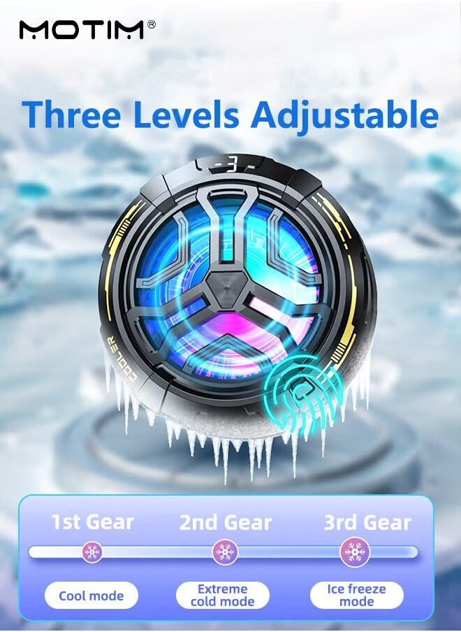 Motim Magnetic Smartphone Cooler, Mobile Phone Fast Cooling Fan, Cooling Up to 20°C, Temperature Display and RGB LED Effects Radiator Cooler, Steam Deck Magnetic Semiconductor Heat Sink for All Smart Phone  - Image 3