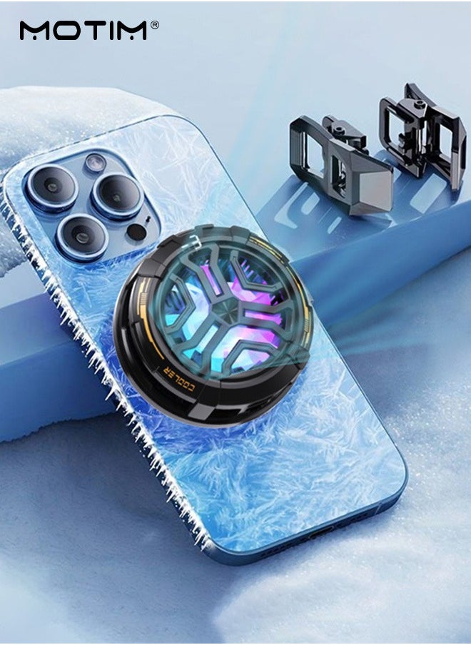 Motim Magnetic Smartphone Cooler, Mobile Phone Fast Cooling Fan, Cooling Up to 20°C, Temperature Display and RGB LED Effects Radiator Cooler, Steam Deck Magnetic Semiconductor Heat Sink for All Smart Phone  - Image 1