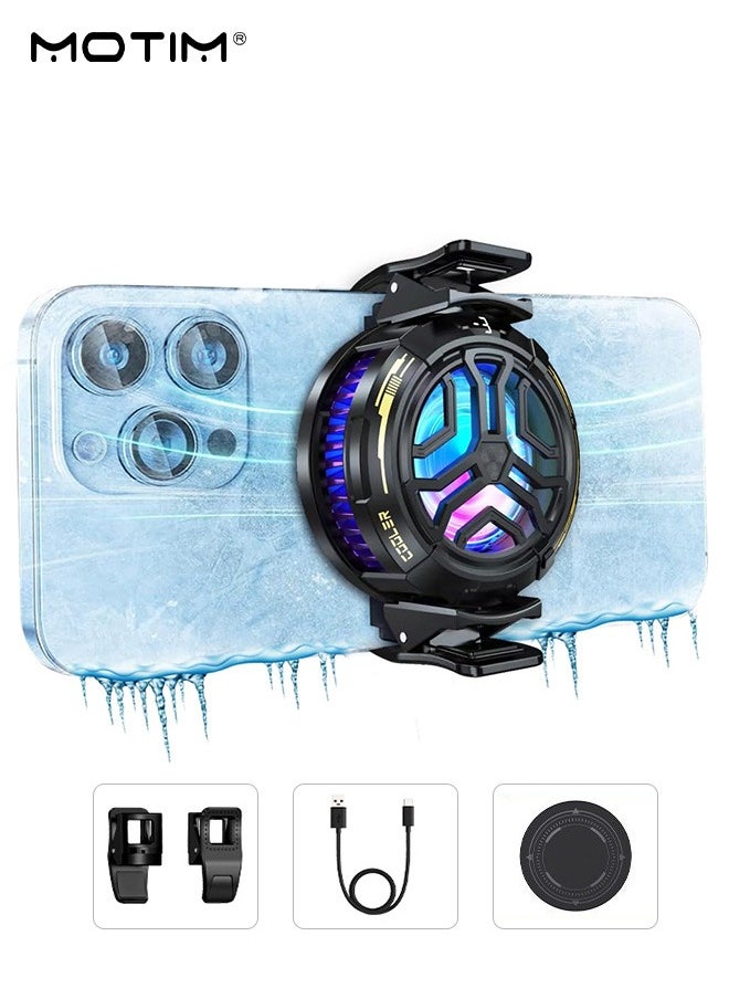 Motim Magnetic Smartphone Cooler, Mobile Phone Fast Cooling Fan, Cooling Up to 20°C, Temperature Display and RGB LED Effects Radiator Cooler, Steam Deck Magnetic Semiconductor Heat Sink for All Smart Phone  - Image 2