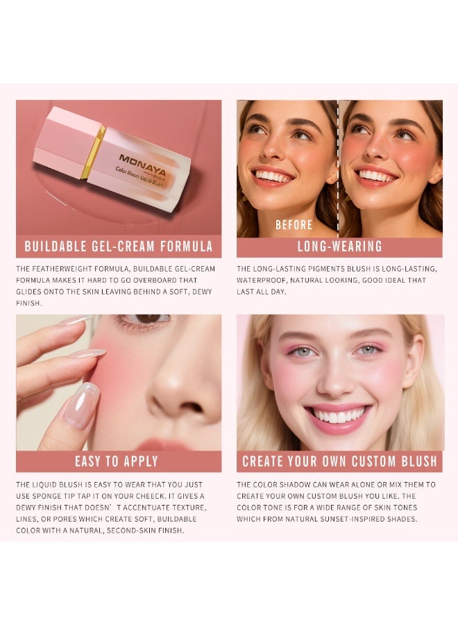 مونايا S002 بلشر ليكود Color Bloom، بيدي لوك مطفي ديوي، سهل التطبيق وبيعمل لمسة طبيعية على الخدود، ثابت وخفيف على البشرة. FEELING GOOD - Image 3