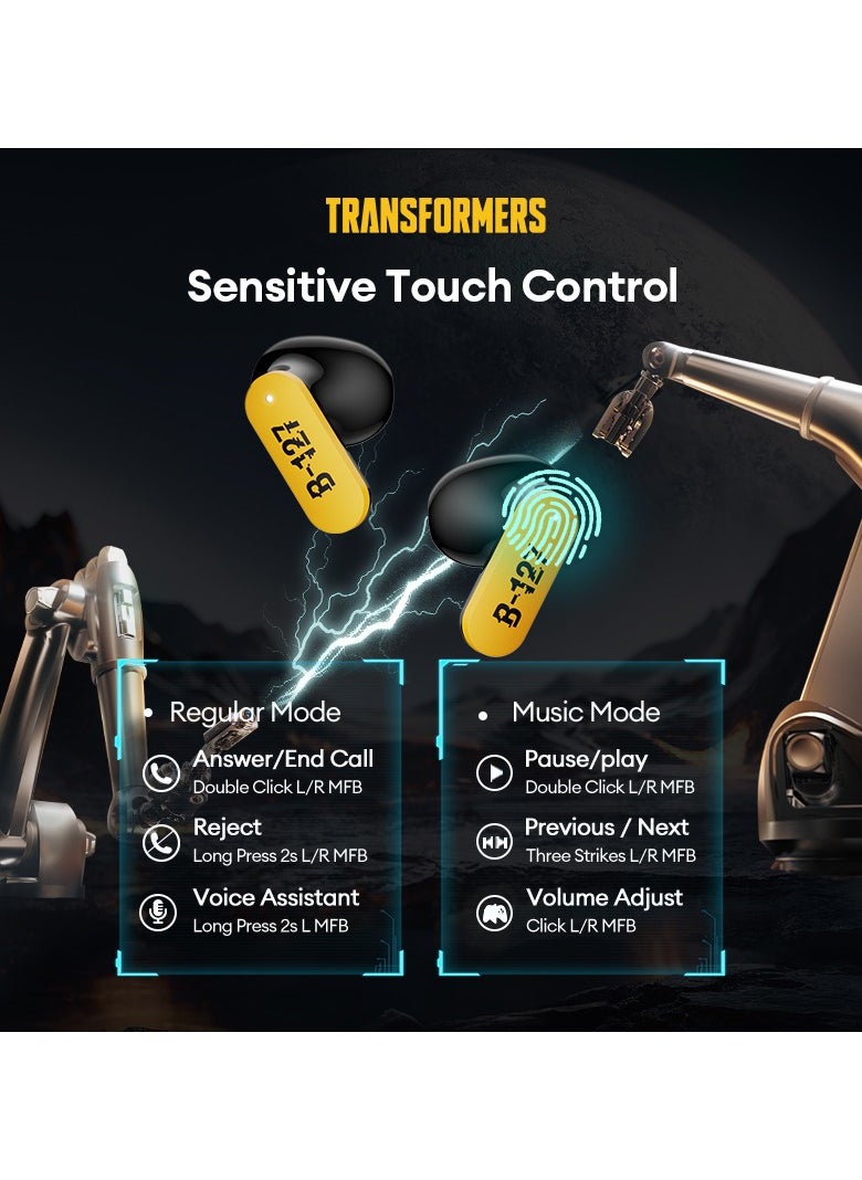 TRANSFORMERS - Transformers TF-T11 TWS Wireless Headphones Bluetooth 5.4 Megatron Black Gaming Sports - Image 1