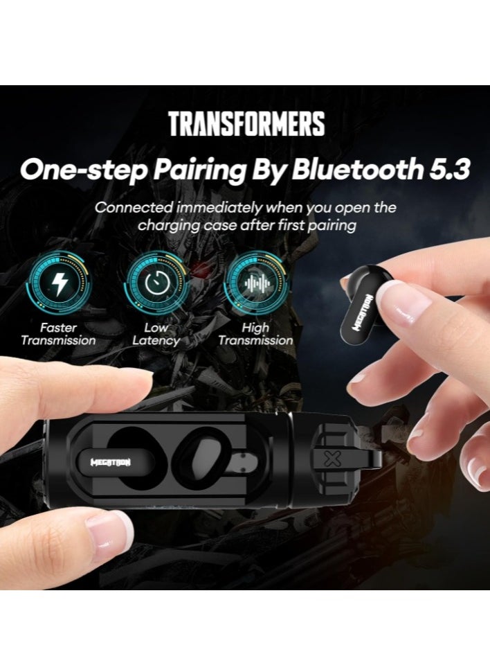 TRANSFORMERS - Transformers TF-T11 TWS Wireless Headphones Bluetooth 5.4 Megatron Black Gaming Sports - Image 1