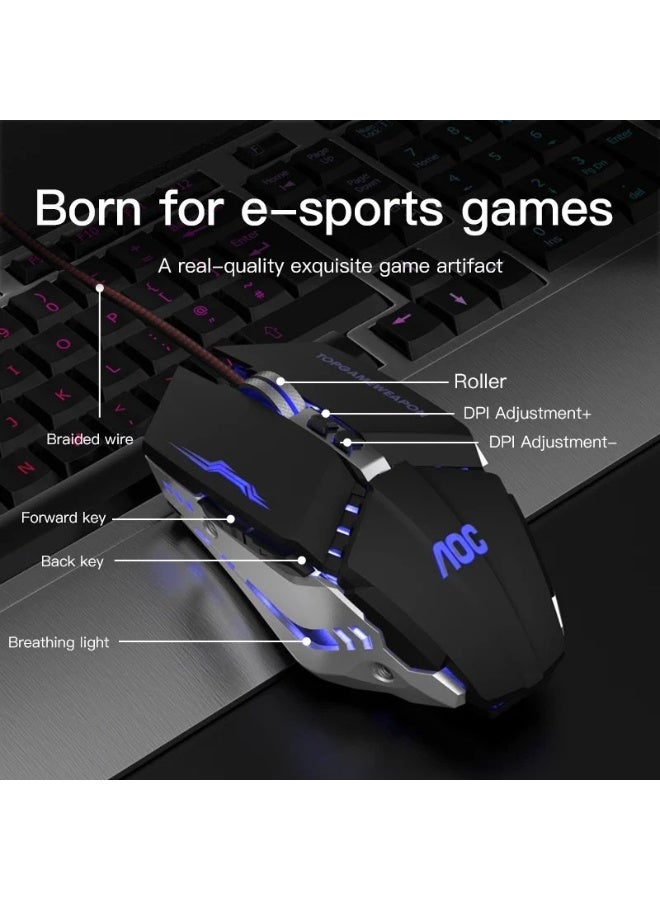 AOC GM110 Wired Gaming Mouse, 3200 DPI, USB Connection, 4-Color Breathing LED Lights, Programmable Macro Support, Ergonomic Design for PC & Laptop - Image 5