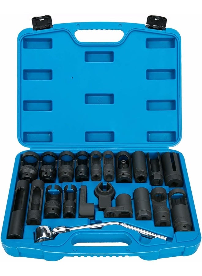 8MILELAKE 21pcs Oxygen Sensor Socket Set Sensor Oil Pressure Sending Unit Socket Set  - Image 1