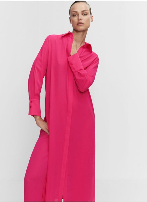 Button Detail Slit Dress