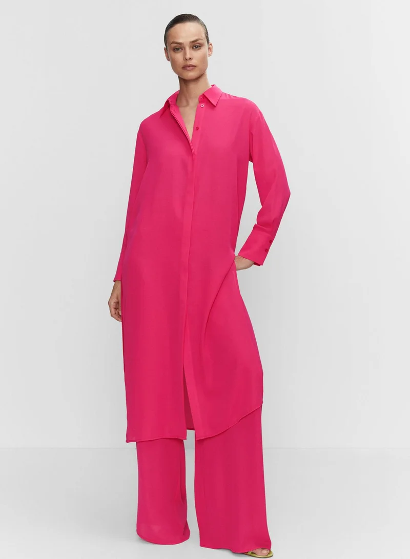 MANGO Button Detail Slit Dress