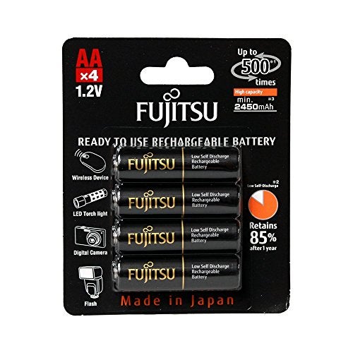 Fujitsu HR-3UTHCEX(4B) 4-Pack AA High Capacity Ni-MH Pre-Charged Rechargeable Batteries (Made in Japan) - Image 1