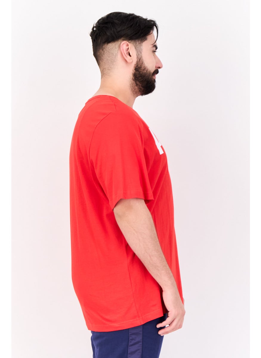 PUMA Men Sportswear Fit Short Sleeve Brand Logo T-Shirt, Red  - Image 2