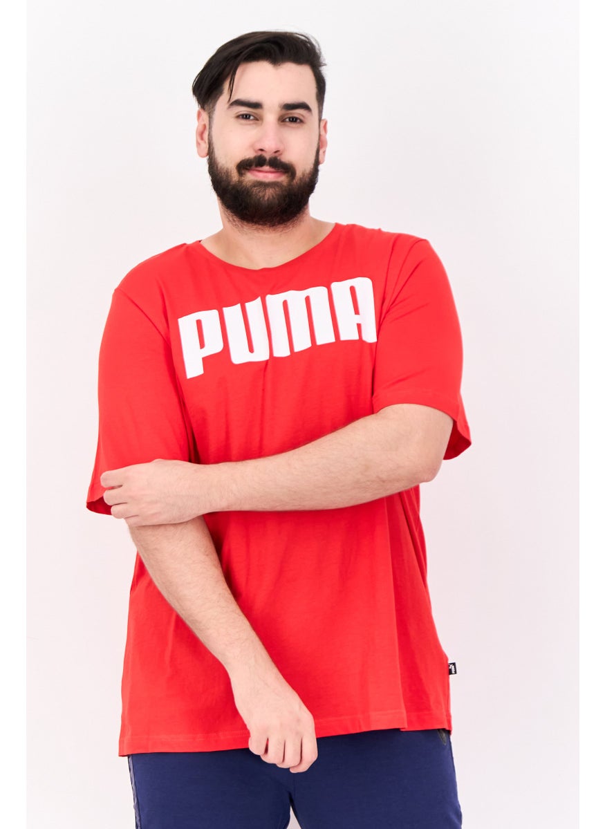 PUMA Men Sportswear Fit Short Sleeve Brand Logo T-Shirt, Red  - Image 1