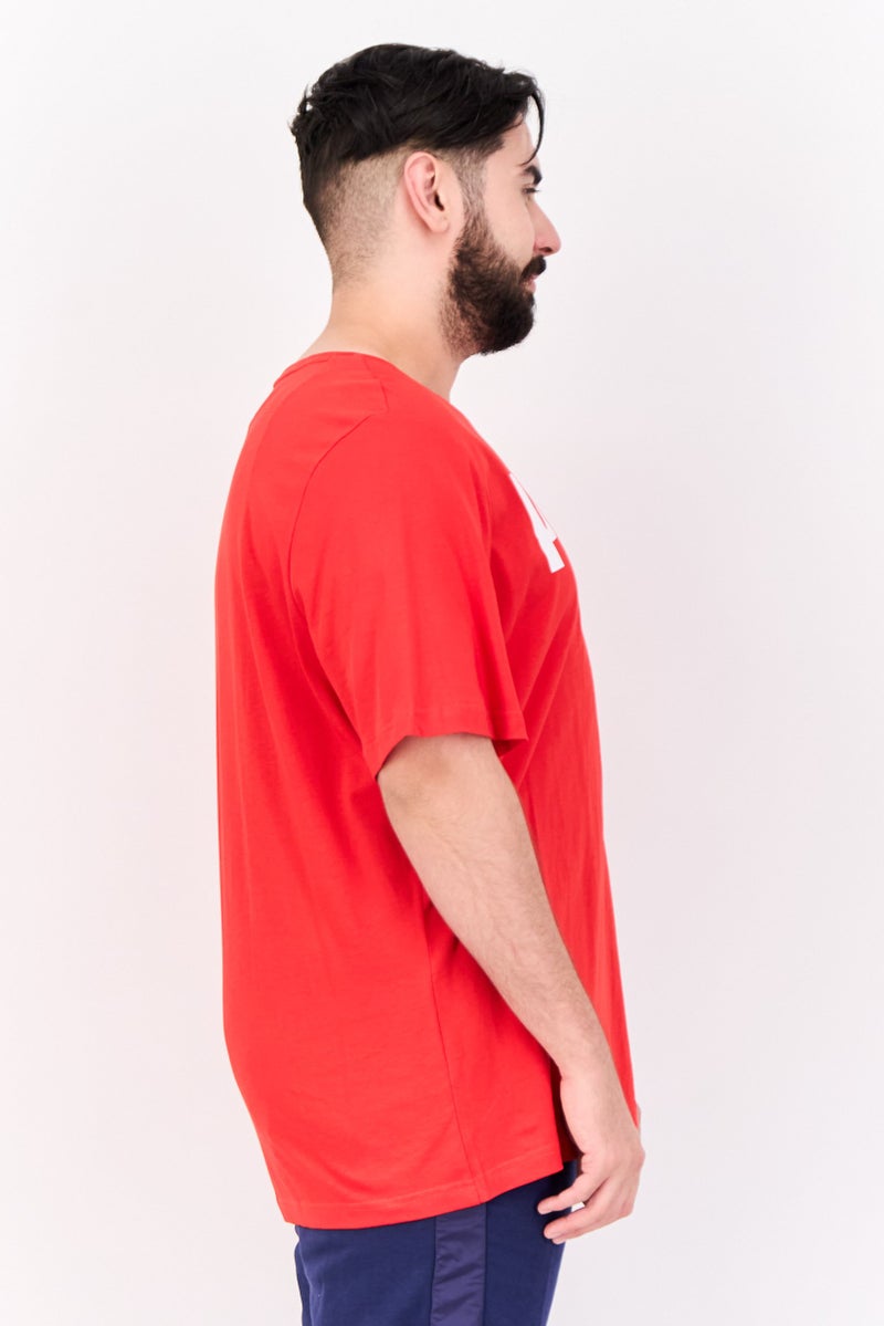 PUMA تي شيرت رياضي للرجال بأكمام قصيرة مع شعار العلامة التجارية، أحمر - Image 2