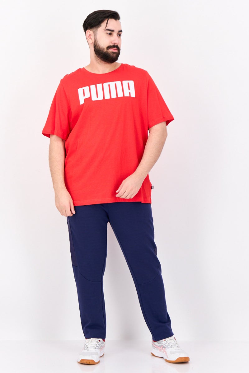 PUMA تي شيرت رياضي للرجال بأكمام قصيرة مع شعار العلامة التجارية، أحمر - Image 4