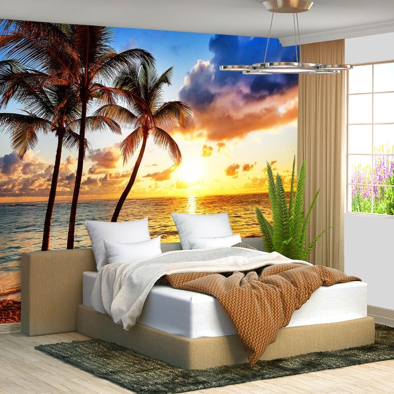 Fightal Beach Mural Ocean Backgrounds Coastal Beachy Wallpaper Extra Large Wall murals for Bedroom Living Roomnot Peel and Stick108x75