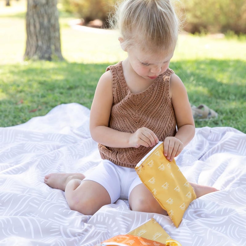 Bumkins  Cloth Snack  Sandwich Bags  For Storage Travel Food Prep Lunch  Reusable Water Resistant Washable Dishwasher Safe  Snack Bags for Kids  Zipper Closure  Desert Boho  4 Pack - Image 3