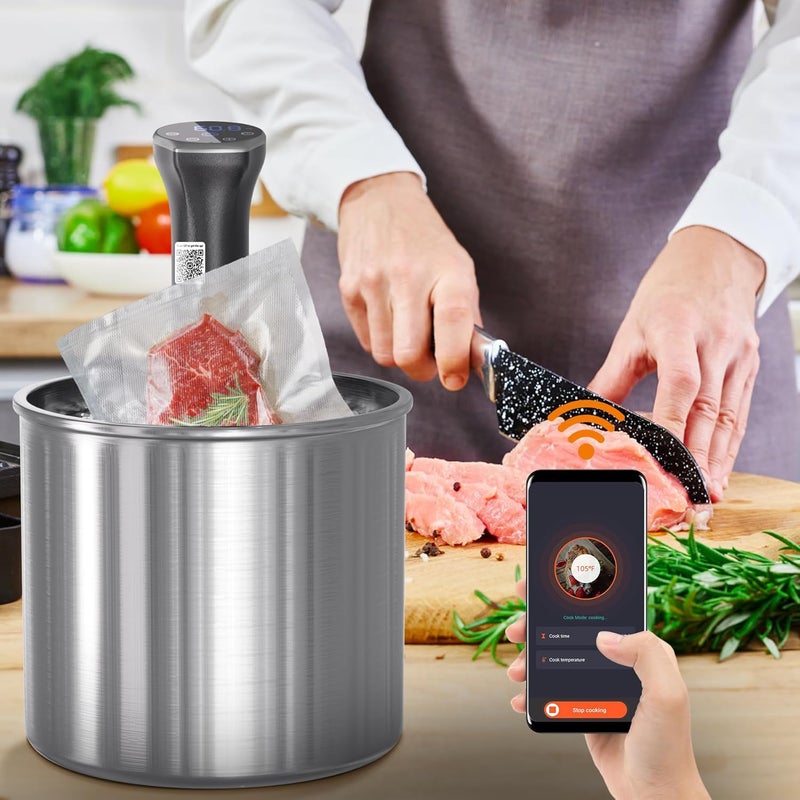Upesitom Sous Vide Machine 1100W Upgraded WIFI Sous Vide Cooker Ultra-quiet Working Cooker Immersion Circulator with Recipes(App Included), Accurate Temperature, Digital Timer, IPX7 Waterproof - Image 4