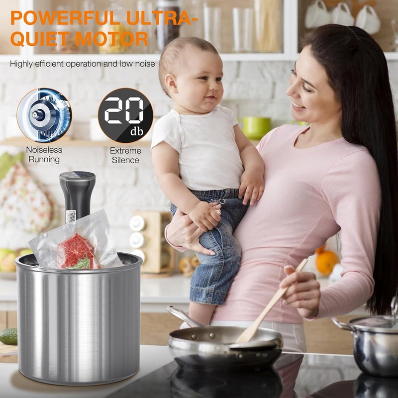 Upesitom Sous Vide Machine 1100W Upgraded WIFI Sous Vide Cooker Ultra-quiet Working Cooker Immersion Circulator with Recipes(App Included), Accurate Temperature, Digital Timer, IPX7 Waterproof - Image 3