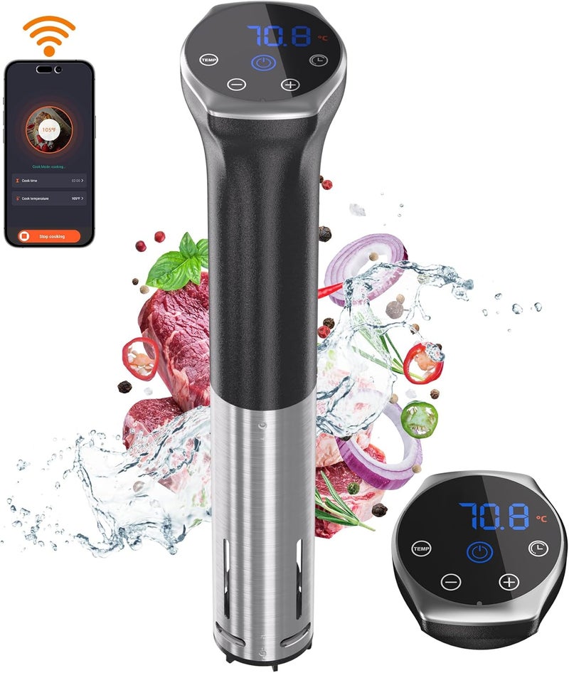 Upesitom Sous Vide Machine 1100W Upgraded WIFI Sous Vide Cooker Ultra-quiet Working Cooker Immersion Circulator with Recipes(App Included), Accurate Temperature, Digital Timer, IPX7 Waterproof - Image 1