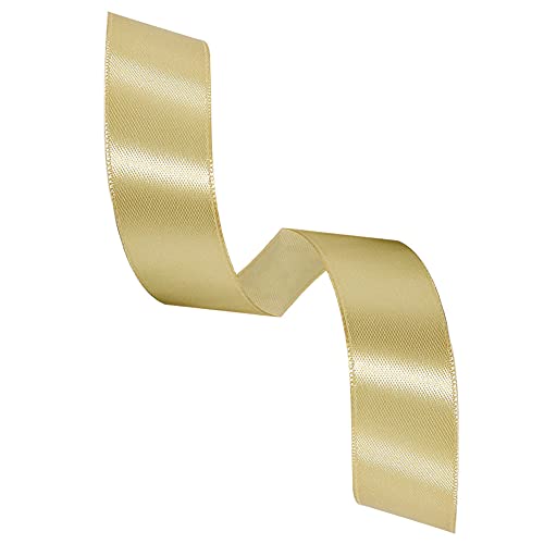 HLOMVE Solid Color Gold Satin Ribbon, 1 Inches x 25 Yards Fabric Satin Ribbon for Gift Wrapping, Crafts, Hair Bows Making, Wreath, Wedding Party Decoration and Other Sewing Projects - Image 2