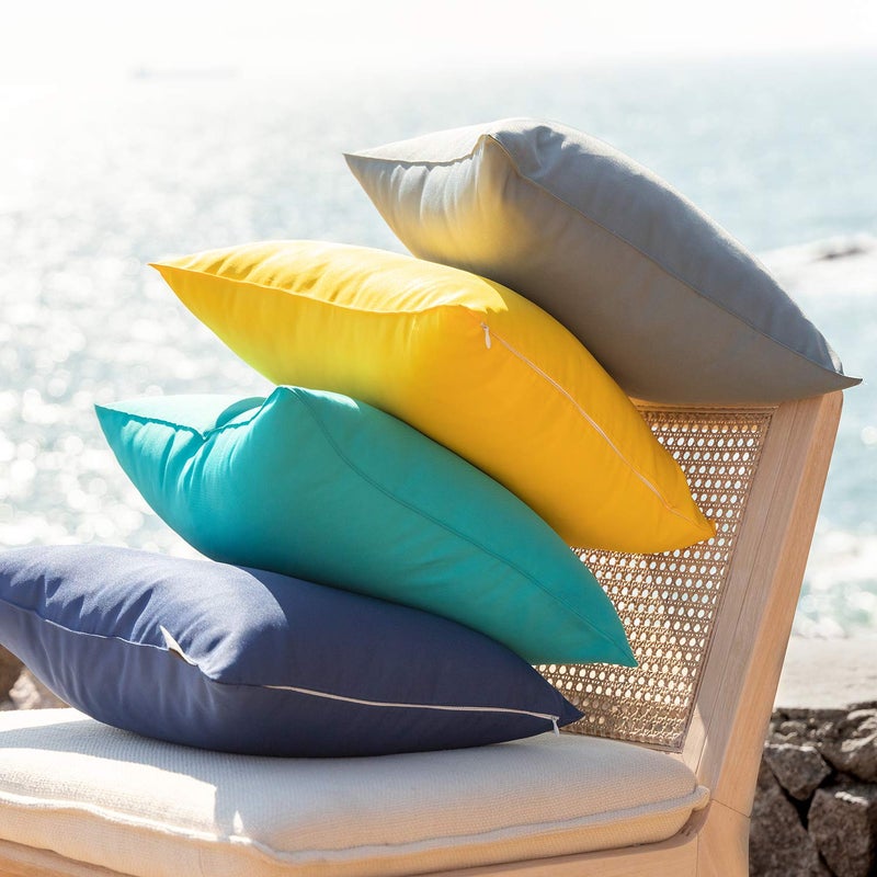 Phantoscope Pack of 2 Outdoor Waterproof Solid Throw Decorative Pillow Cover Decorative Square Outdoor Pillows Cushion Case Patio Pillows for Couch Tent Sunbrella (18''x18'', White) - Image 5