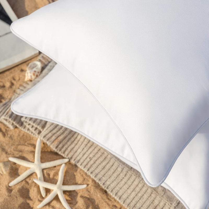 Phantoscope Pack of 2 Outdoor Waterproof Solid Throw Decorative Pillow Cover Decorative Square Outdoor Pillows Cushion Case Patio Pillows for Couch Tent Sunbrella (18''x18'', White) - Image 2